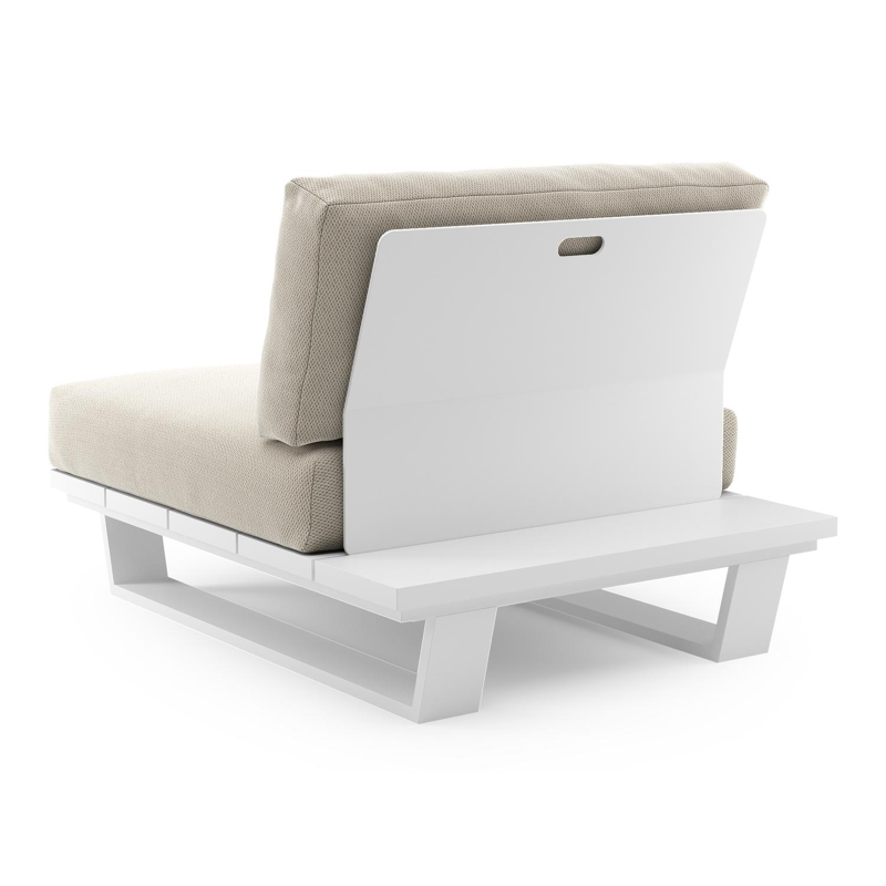 Pagino loungestoel in wit aluminium met lopi marble all weather sunbrella® luxe kussen