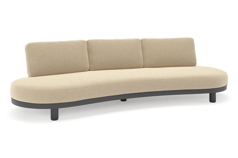 Canapé de jardin Donato en aluminium noir et coussins en all weather cosytica Althea Camel