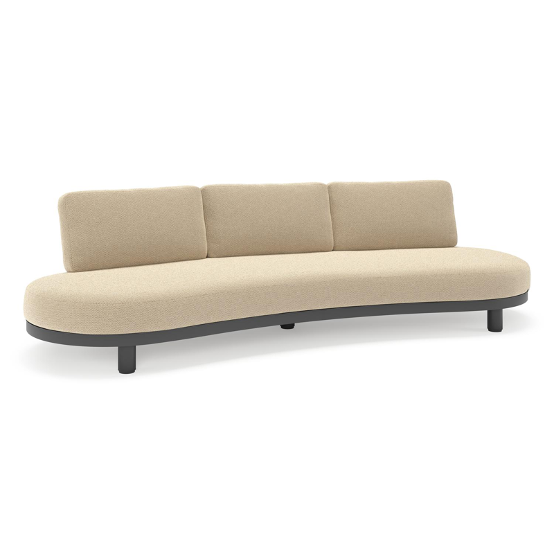 Donato loungebank in zwart aluminium met all weather cosytica Althea Camel kussen