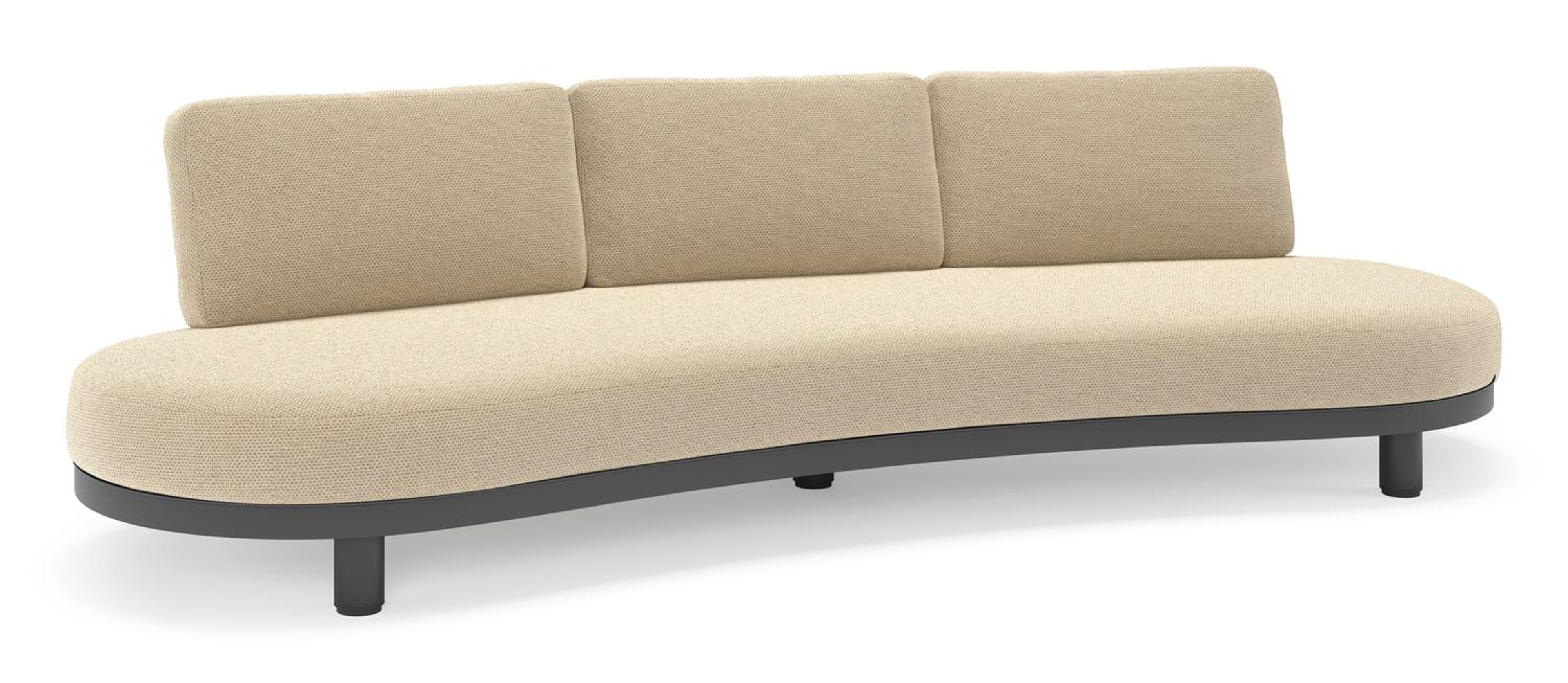 Donato loungebank in zwart aluminium met all weather cosytica Althea Camel kussen