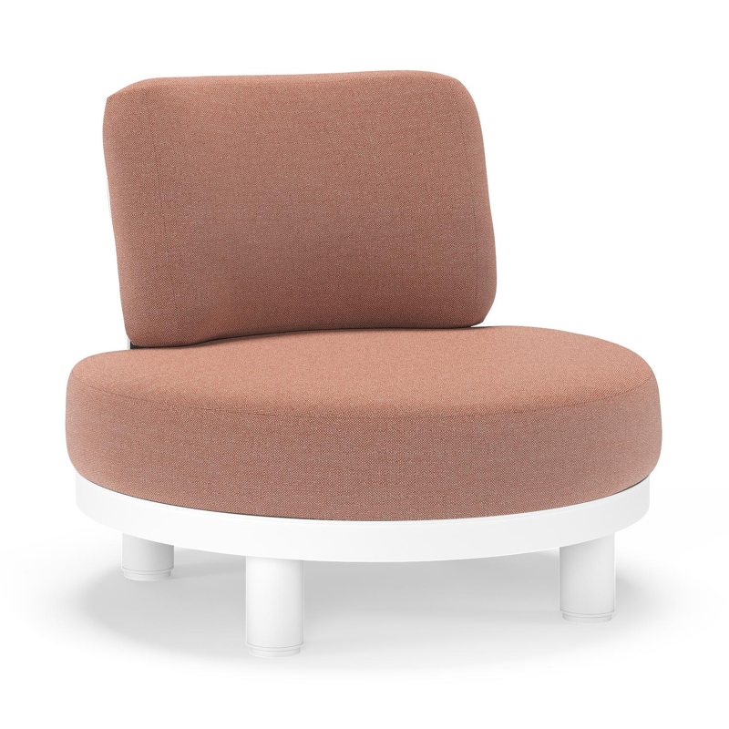 Donato loungestoel in wit aluminium met all weather sunbrella® luxe Savane Rust kussen