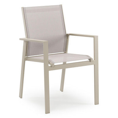 Bahia tuinset rechthoekig in beige aluminium en sintered stone beige met 6 Bahia tuinstoelen