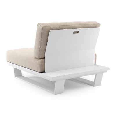 Pagino loungestoel in wit aluminium met lopi sand all weather sunbrella® luxe kussen