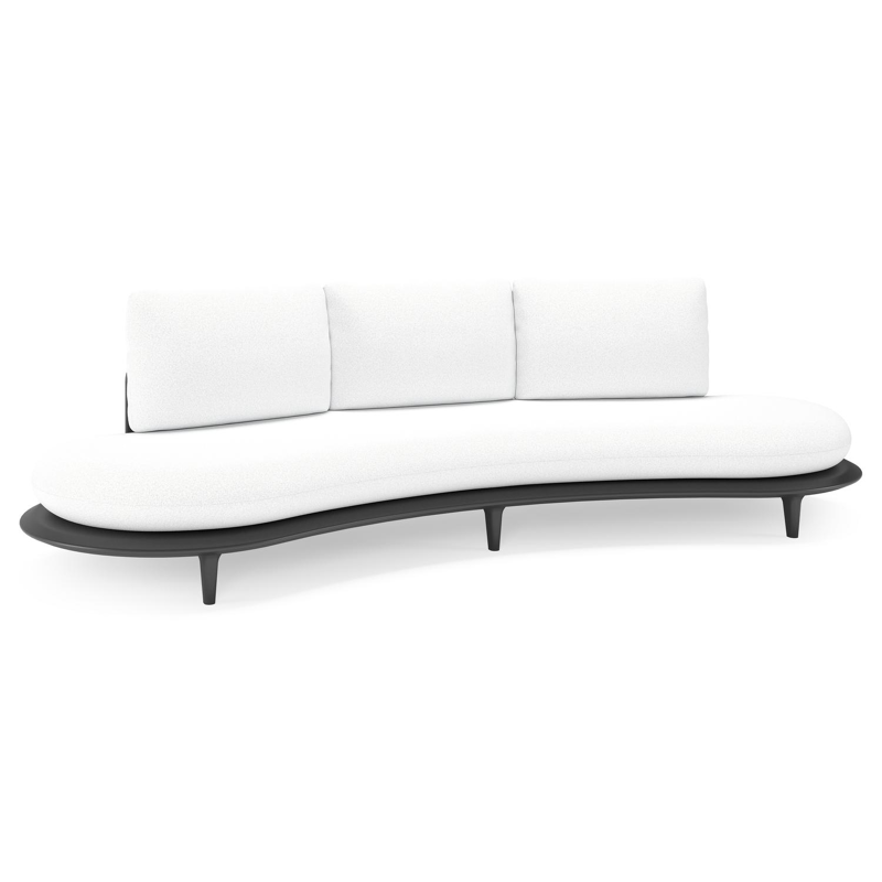 Canapé de jardin Bomero en aluminium noir et coussins en all weather solica ego birch