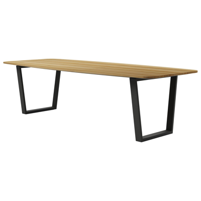 Table de jardin Pagino en aluminium noir et teck - Lg 280 x Larg. 115 x H 75 cm