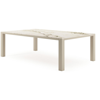 Nano XL tuintafel rechthoekig in beige aluminium en volkeramiek Colorado Dunes L 240 x B 148 x H 75 cm x H 75 cm