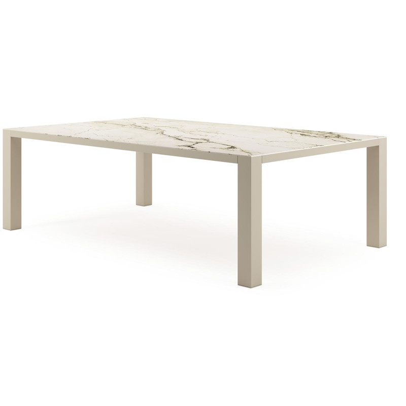Nano XL tuintafel rechthoekig in beige aluminium en volkeramiek Colorado Dunes L 240 x B 148 x H 75 cm