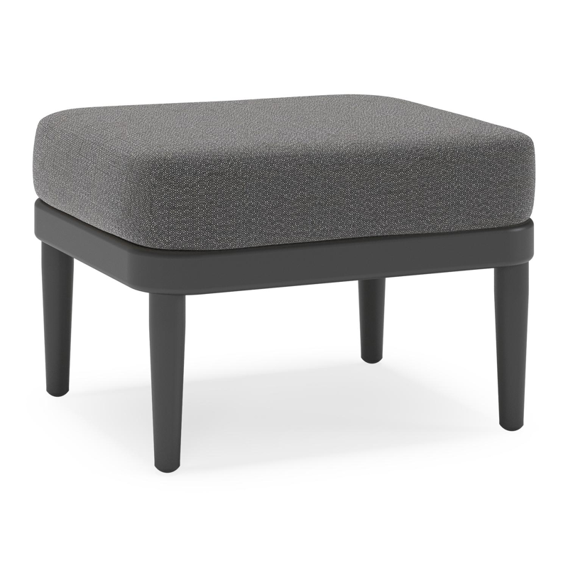 Pouf Orso en aluminium noir et coussins en all weather sunbrella® luxe Savane Tornado