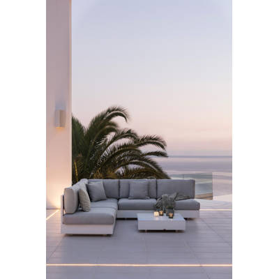 Como loungehoek in wit aluminium met natte grey chine all weather sunbrella® luxe kussen