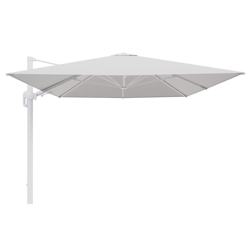 Parasol pendant Rufina avec fonction tilt en aluminium blanc et toile de parasol en All Weather Solica Ego Eggshell  - Lg.1 400 x Lg.2 300 cm (sans pied de parasol
