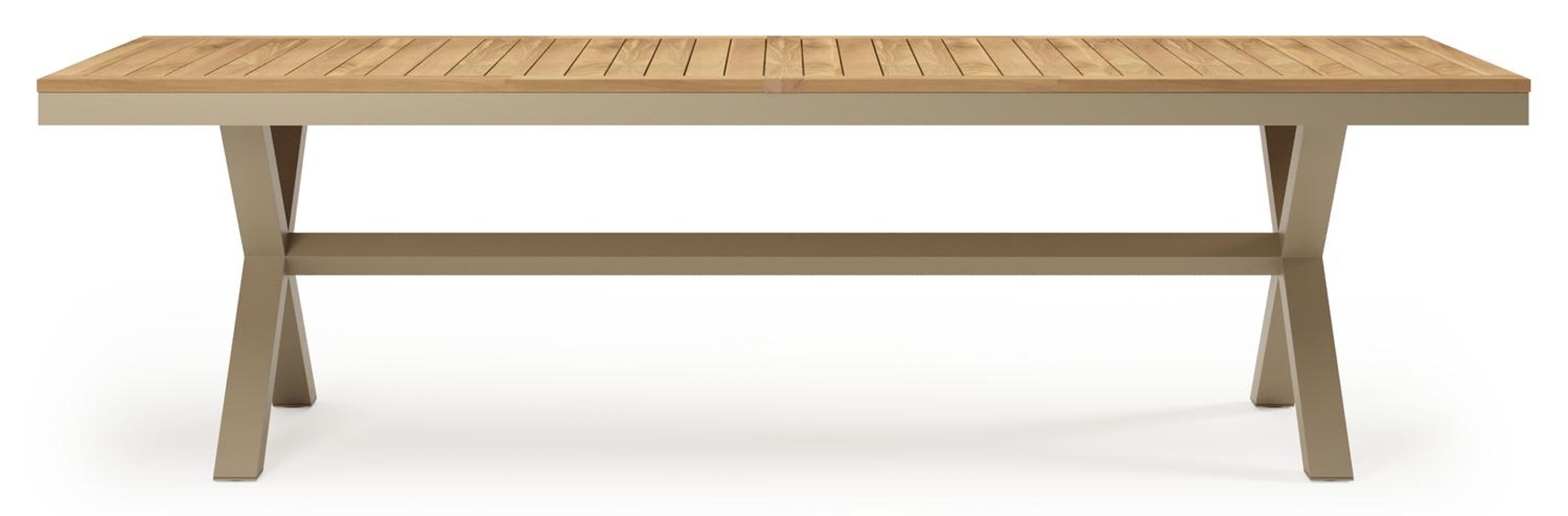 Reza tuintafel rechthoekig in beige aluminium en teak - L 270 x B 100 x H 74 cm