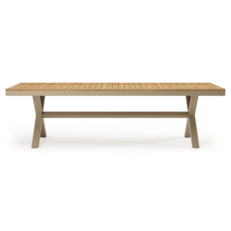 Reza tuintafel rechthoekig in beige aluminium en teak - L 270 x B 100 x H 74 cm