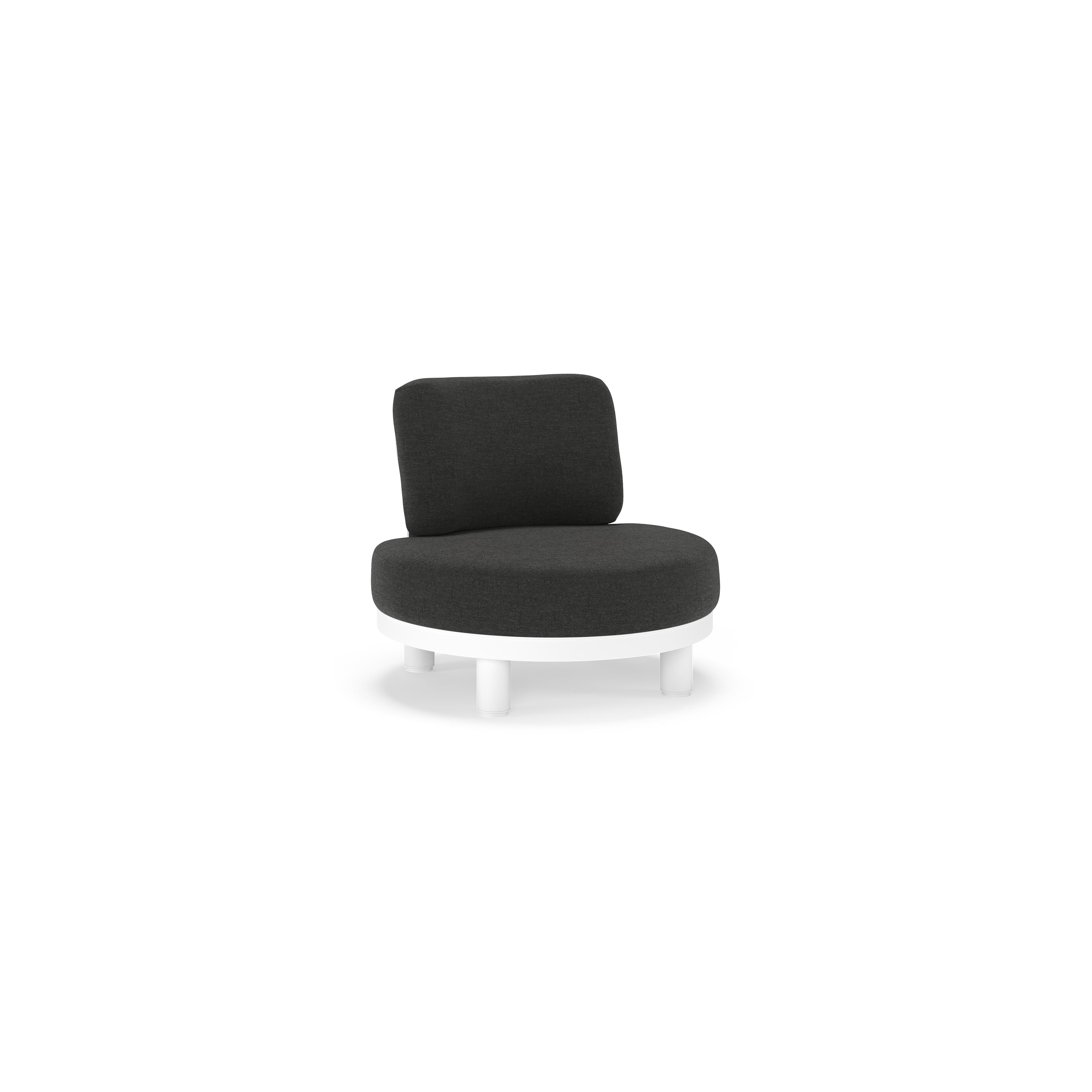 Fauteuil de jardin Donato en aluminium blanc et coussins en all weather sunbrella® luxe Chartres Sooty