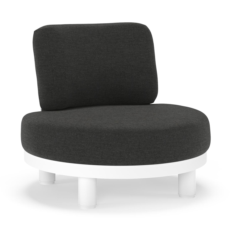 Donato loungestoel in wit aluminium met all weather sunbrella® luxe Chartres Sooty kussen