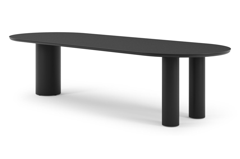 Organo tuintafel ovaal in zwart aluminium en volkeramiek nero black - L 300 x B 110 x H 74 cm