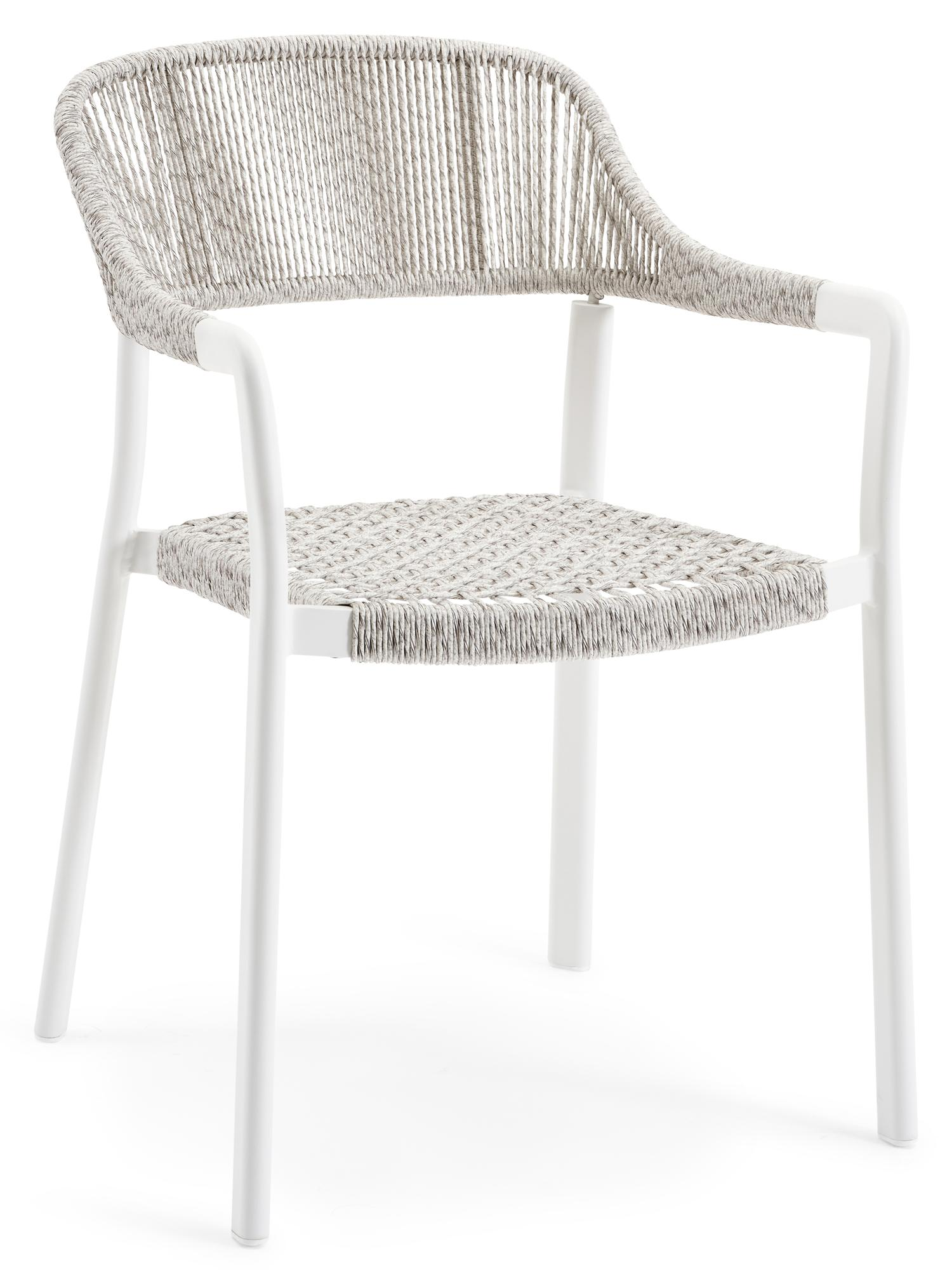 Cesano stapelbare tuinstoel in wit aluminium en wit-grijs wicker