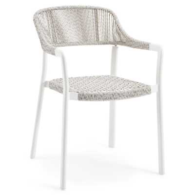 Cesano stapelbare tuinstoel in wit aluminium en wit-grijs wicker