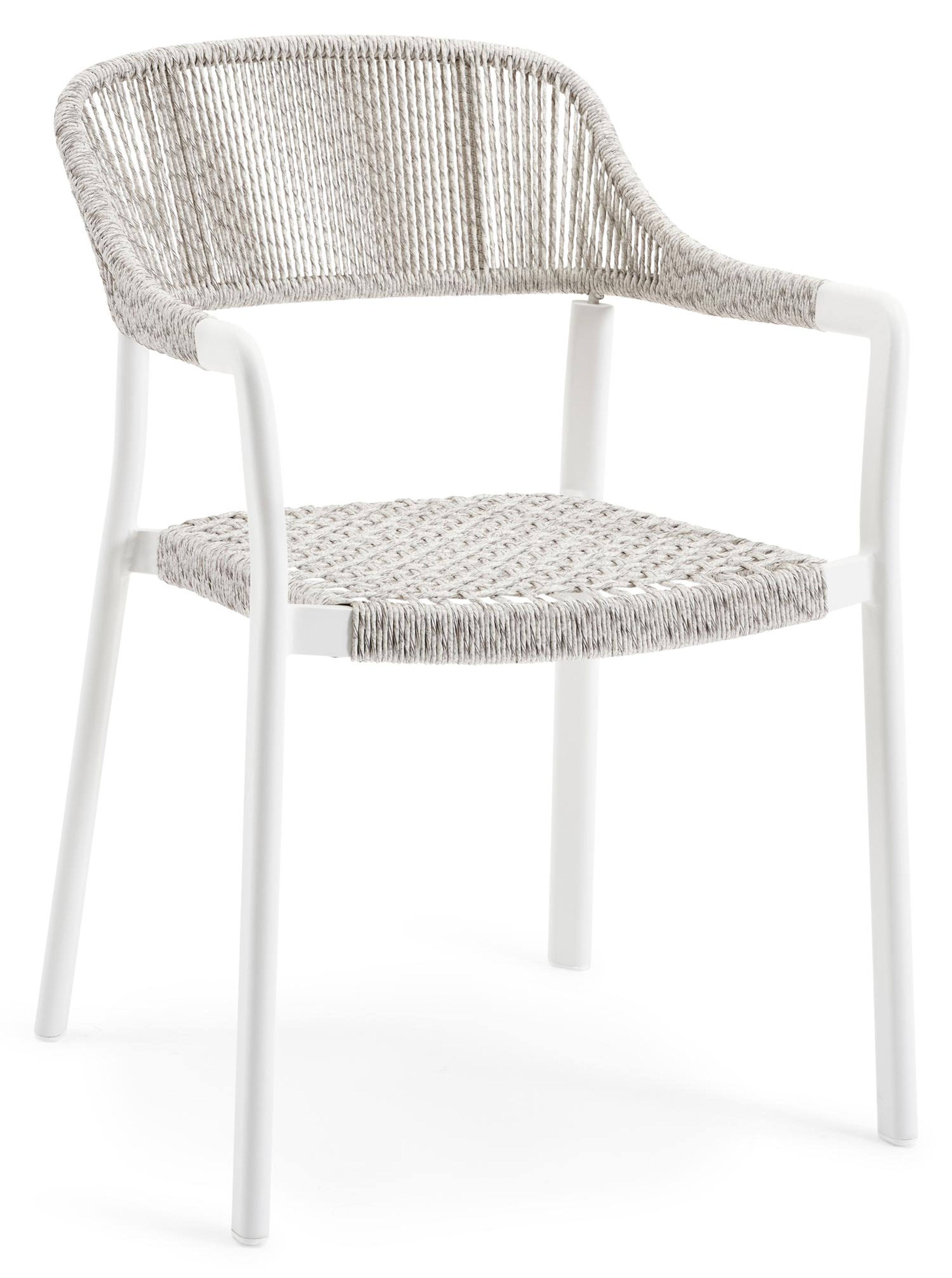 Cesano stapelbare tuinstoel in wit aluminium en wit-grijs wicker