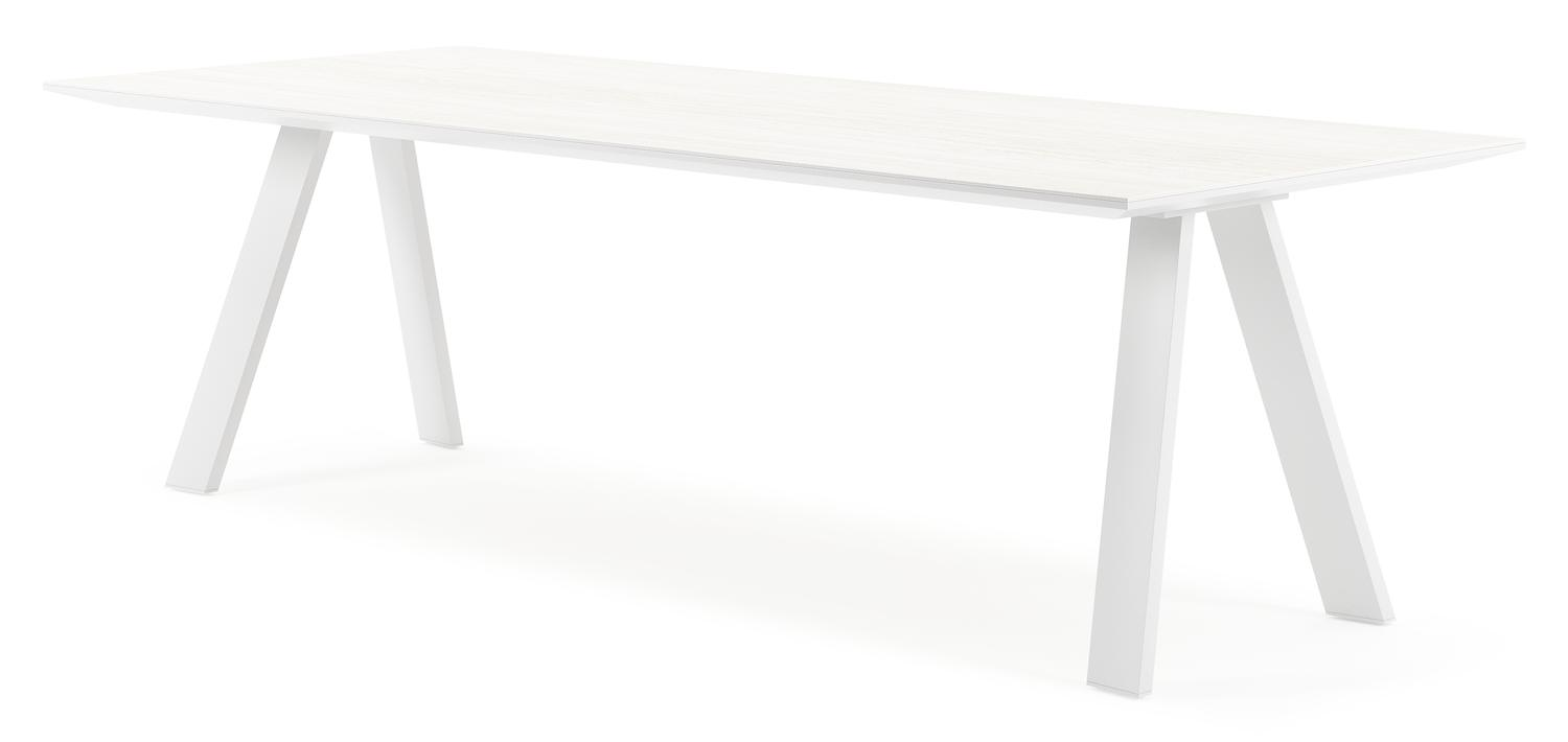 Cesano tuintafel rechthoekig in wit aluminium en volkeramiek calista - L 240 x B 100 x H 75 cm