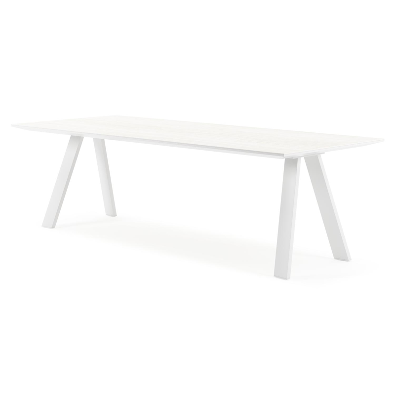Cesano tuintafel rechthoekig in wit aluminium en volkeramiek calista - L 240 x B 100 x H 75 cm