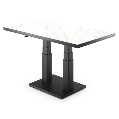 Cirello pop-up loungetafel rechthoekig in zwart aluminium en volkeramiek Calacatta - L 140 x B 80 x H 71 cm