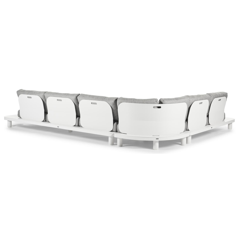 Donato loungehoek in wit aluminium met lopi snow all weather sunbrella® luxe kussens