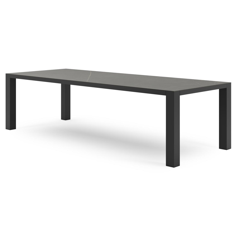 Nano tuintafel in zwart aluminium en volkeramiek calatorao - L 280 x B 110 x H 75 cm