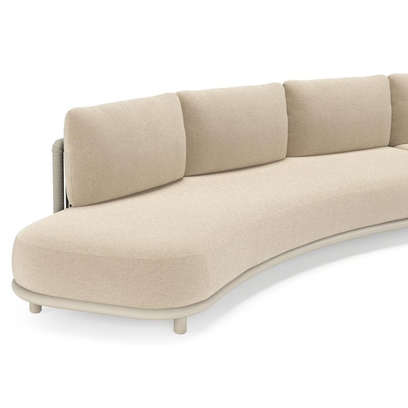 Lomano loungehoek in beige aluminium en beige verticaal geweven luxe vlakke rope met Althea Chalk all weather cosytica