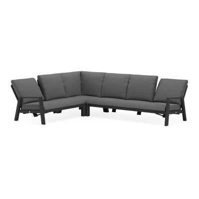 Cirello loungehoek in zwart aluminium met lopi sand all weather sunbrella® luxe kussens 