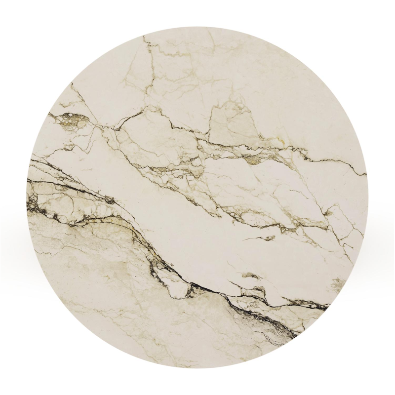 Bomero loungetafel in teak en volkeramiek Colorado Dunes - Dia. 85 cm