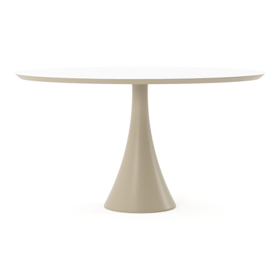 Fano tuintafel ovaal in beige aluminium en volkeramiek Arctic White - L 140 x B 80 x H 74.5 cm