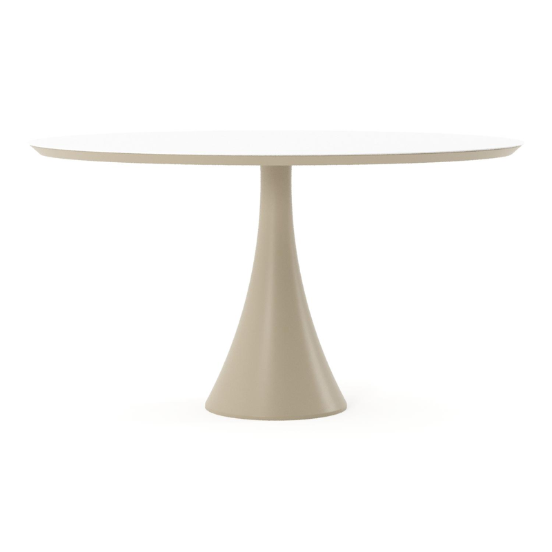 Fano tuintafel ovaal in beige aluminium en volkeramiek Arctic White - L 140 x B 80 x H 74.5 cm