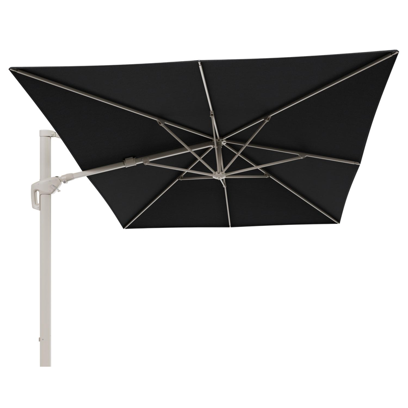Parasol pendant Minore avec fonction tilt en aluminium beige et toile de parasol All Weather Sunbrella® Luxe Chartres Sooty - Lg.1: 400 x Lg.2: 300 cm (sans pied de parasol)