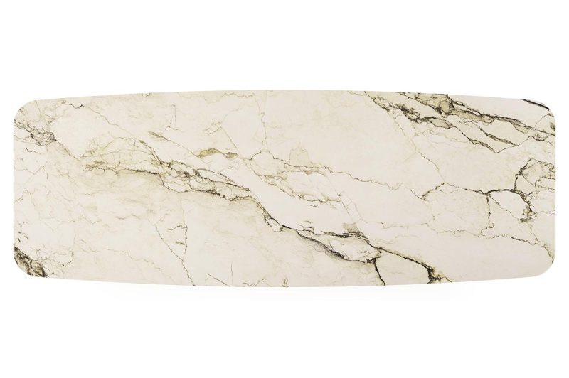 Pagino tuintafel bootvorm in beige aluminium en volkeramiek Colorado Dunes L 315 x B 115 x H 73 cm