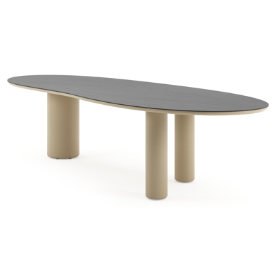 Amico tuintafel organisch in beige aluminium en volkeramiek Basalt Black - L 320 x B 120 x H 73.5 cm
