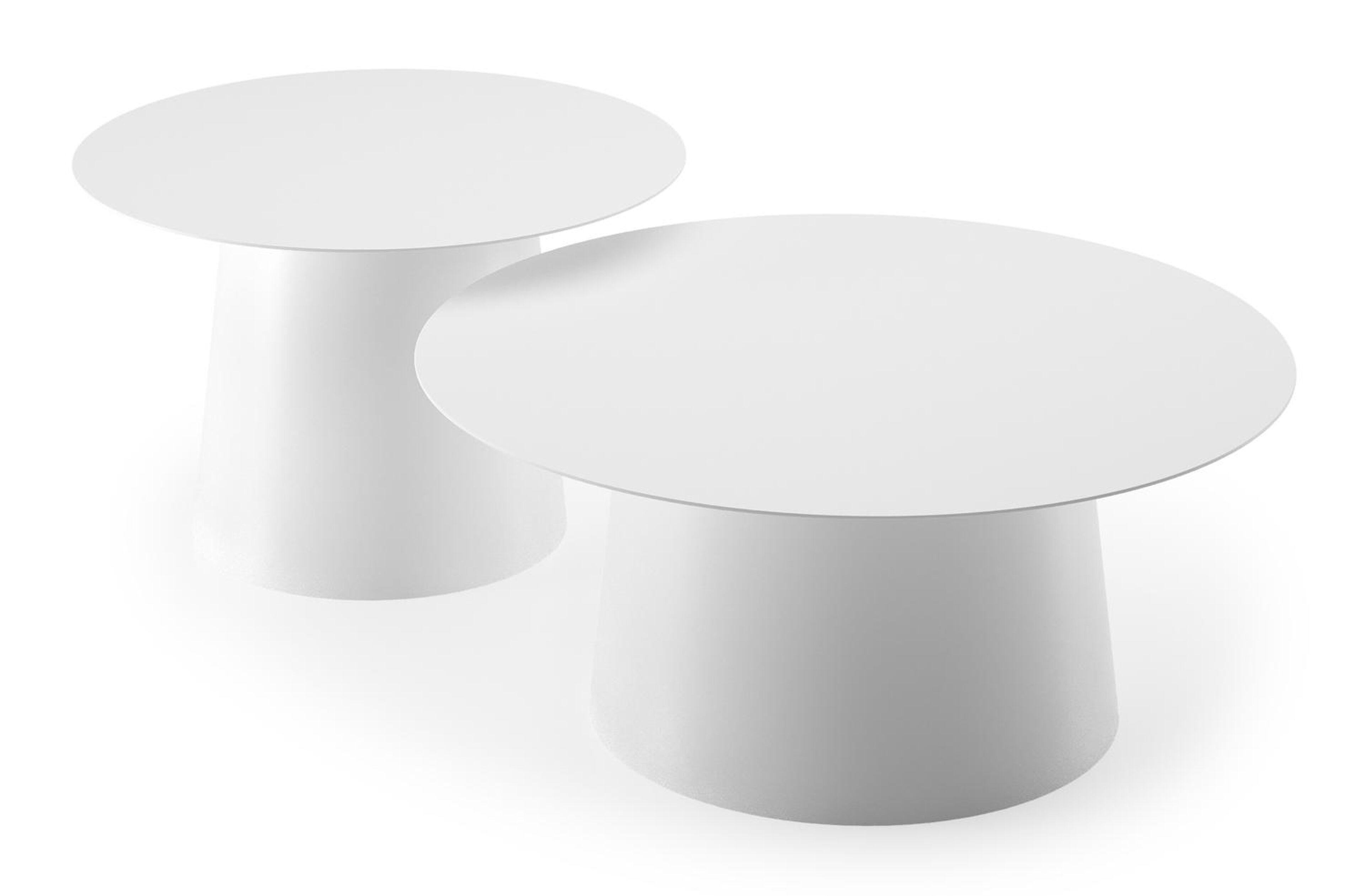 Set van 2 Avila loungetafels in wit aluminium - Dia. 90 x H 36 cm, Dia. 70 x H 42 cm