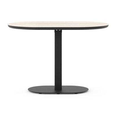 Teramo tuintafel bombo in zwart aluminium en volkeramiek Travertino Bianco - L 110 x B 70 x H 73.7 cm