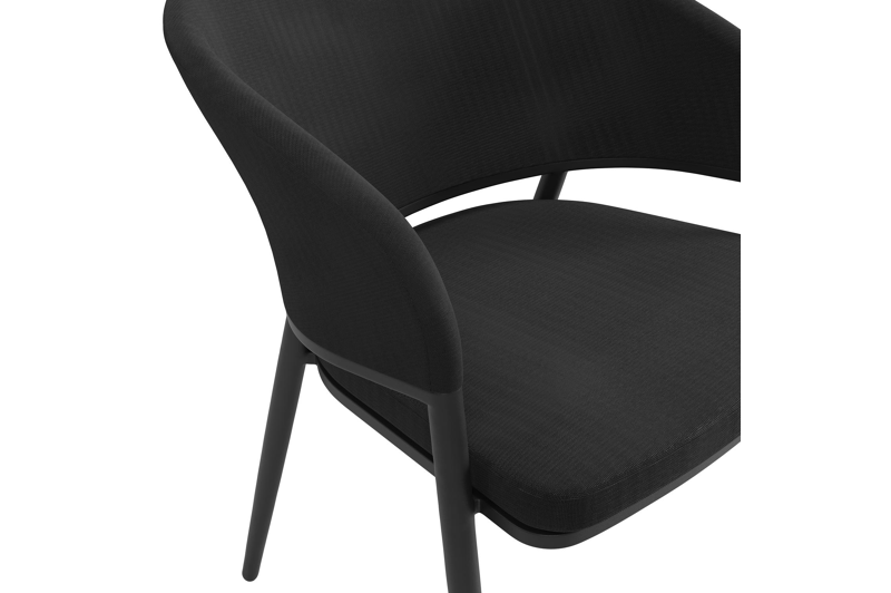 Lacrima tuinstoel in zwart aluminium en zwart comfort textilene