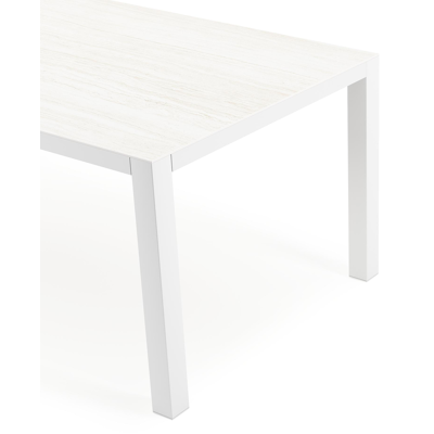 Como tuintafel rechthoekig in wit aluminium en volkeramiek calista - L 200 x B 100 x H 75 cm