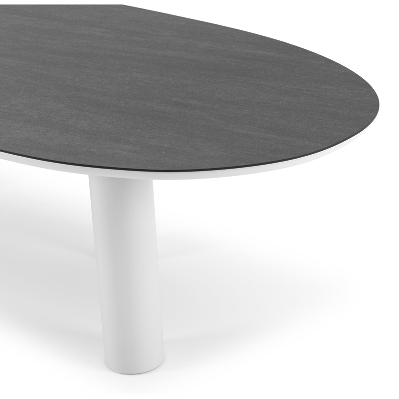 Organo tuintafel organisch in wit aluminium en volkeramiek Basalt Black - L 280 x B 120 x H 74 cm