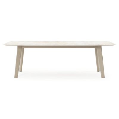 Lacirma tuintafel bootvorm in beige aluminium en volkeramiek Rapolano L 255 x B 115 cm