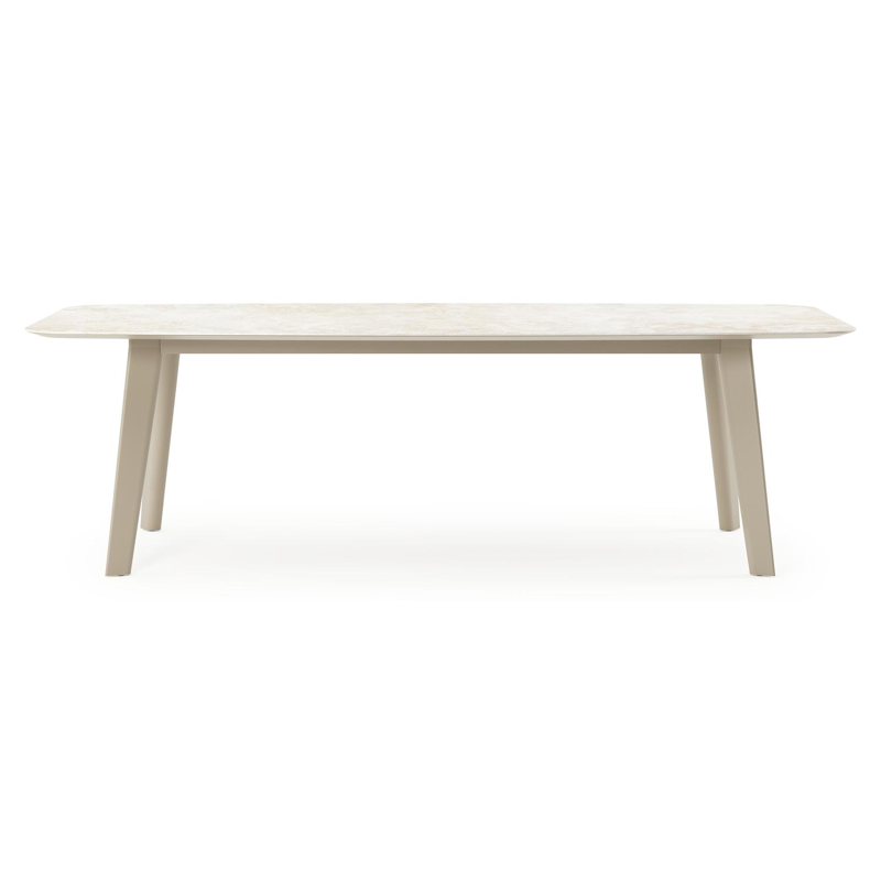 Lacirma tuintafel bootvorm in beige aluminium en volkeramiek Rapolano L 255 x B 115 cm