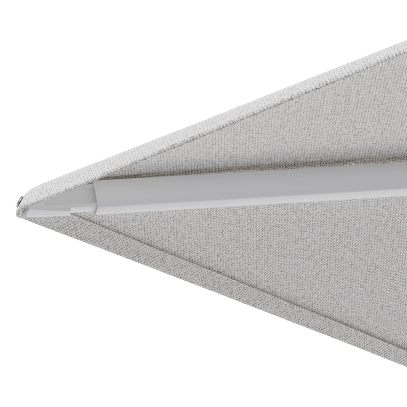 Minore zweefparasol tiltfunctie in wit aluminium en parasoldoek in All Weather Solica Ego Birch  - L1 400 x L2 300 cm (zonder voet)