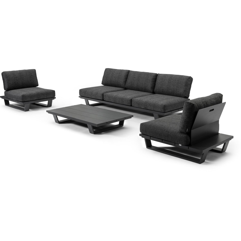 Pagino lounge 1-zit in zwart aluminium