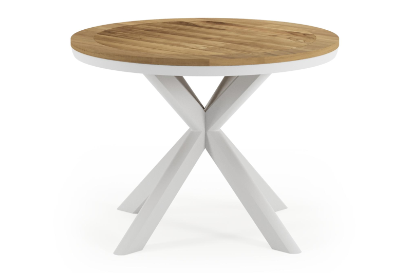 Pamplona tuinset in wit aluminium en teak met 6 Cosa tuinstoelen