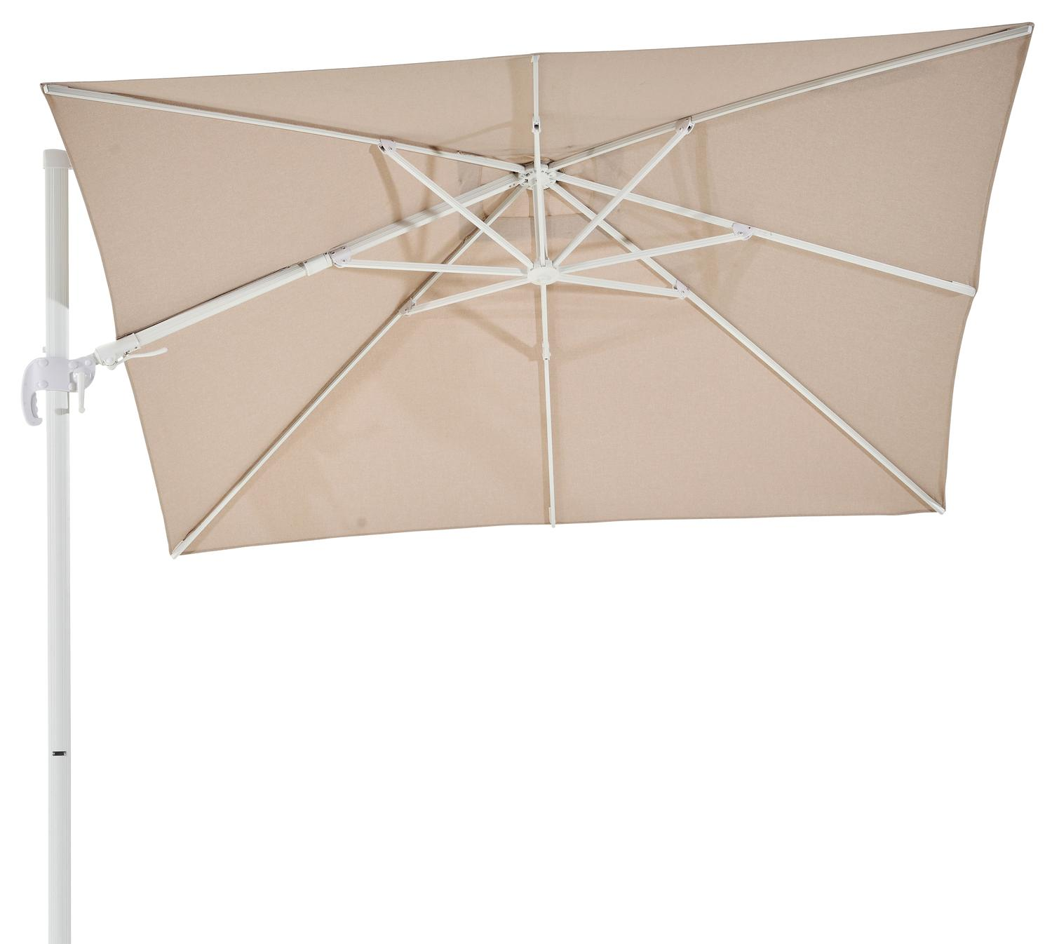 Avola zweefparasol met tiltfunctie in wit aluminium met rustic weather+ softtouch parasoldoek - L1 300 x L2 300 cm (zonder voet)