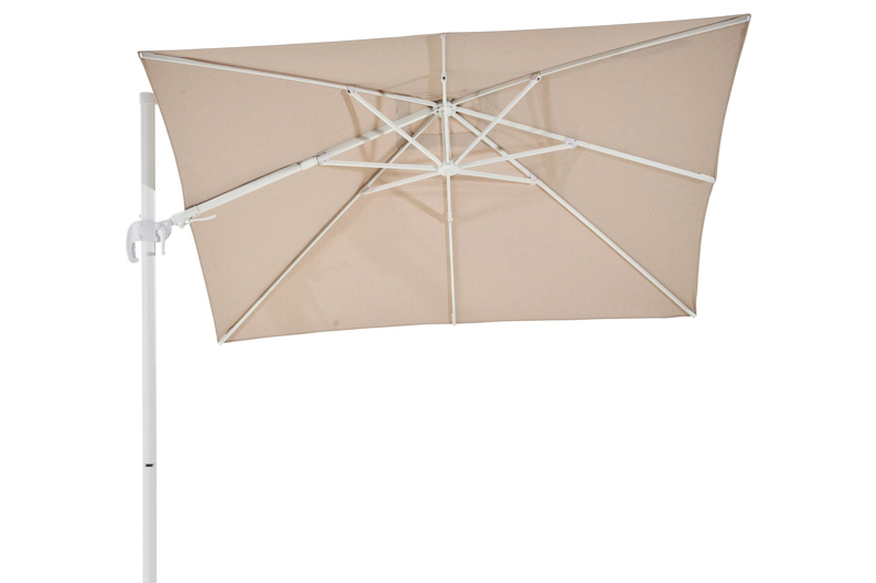 Avola zweefparasol met tiltfunctie in wit aluminium met rustic weather+ softtouch parasoldoek - L1 300 x L2 300 cm (zonder voet)