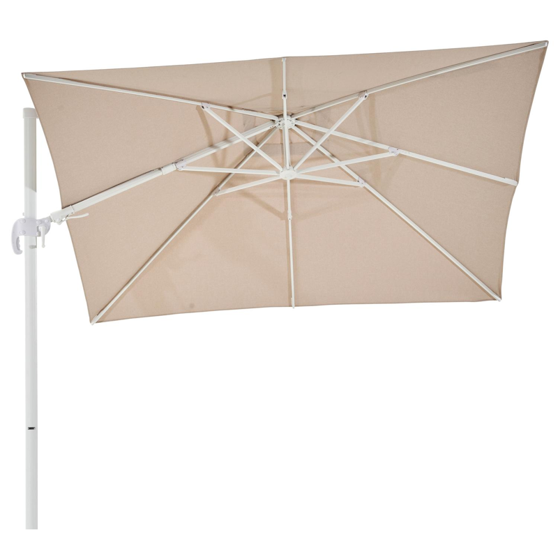 Avola zweefparasol met tiltfunctie in wit aluminium met rustic weather+ softtouch parasoldoek - L1 300 x L2 300 cm (zonder voet)