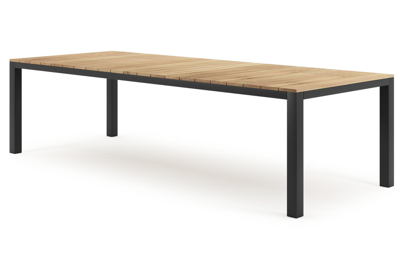 Capri tuintafel in zwart aluminium en teak - L 280 x B 110 x H 75 cm