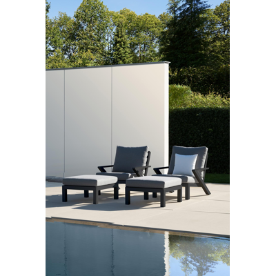 Cella loungeset in zwart aluminium met grijs weather+ softtouch kussens